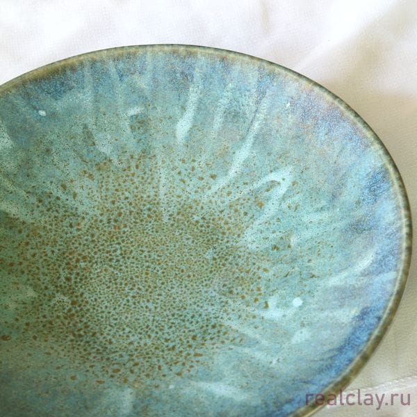 Керамическая тарелка ручной работы бирюзовая